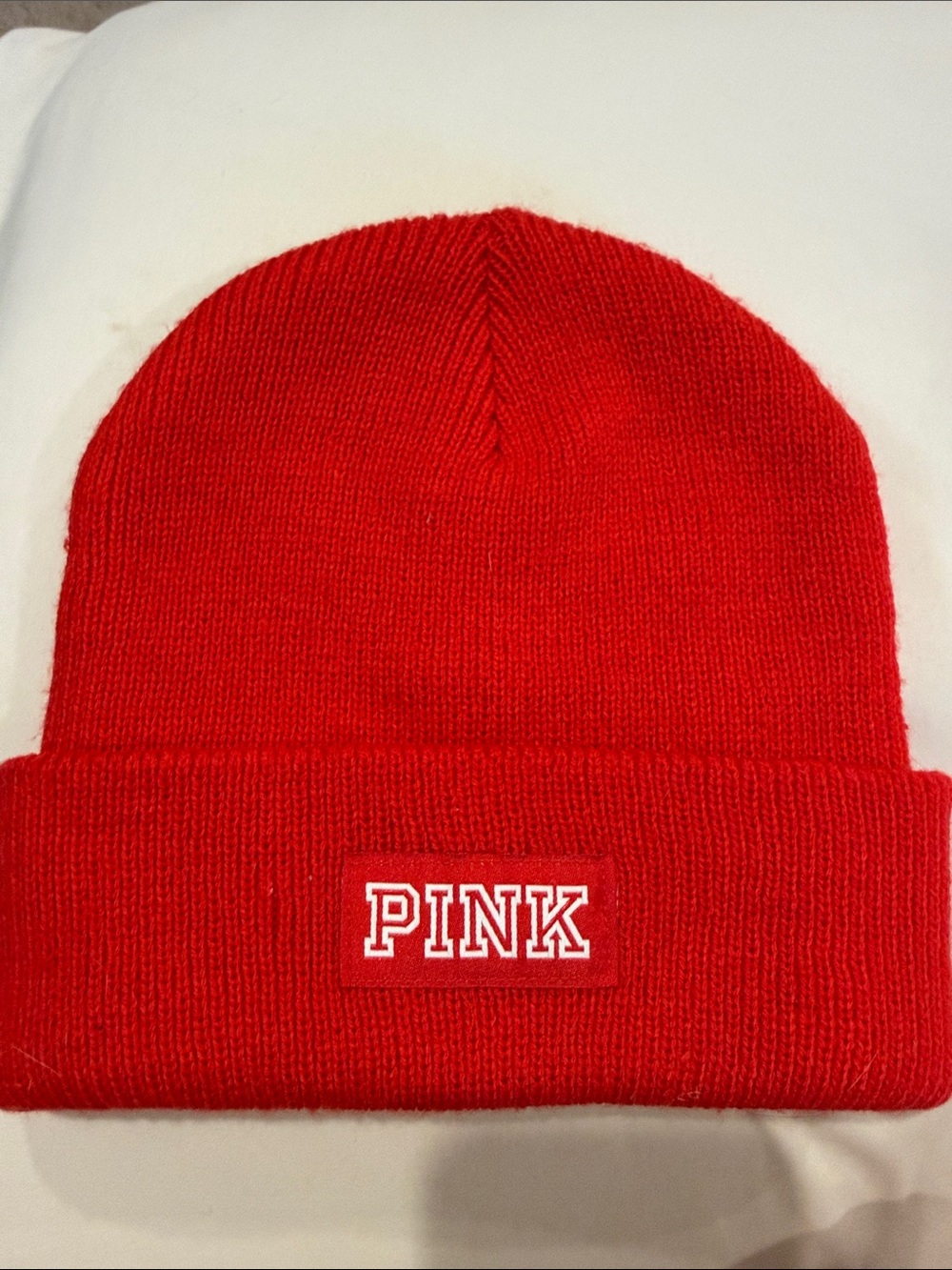 Victoria’s Secret PINK red hat beanie Stocking Stuffer Warm Cozy Travel